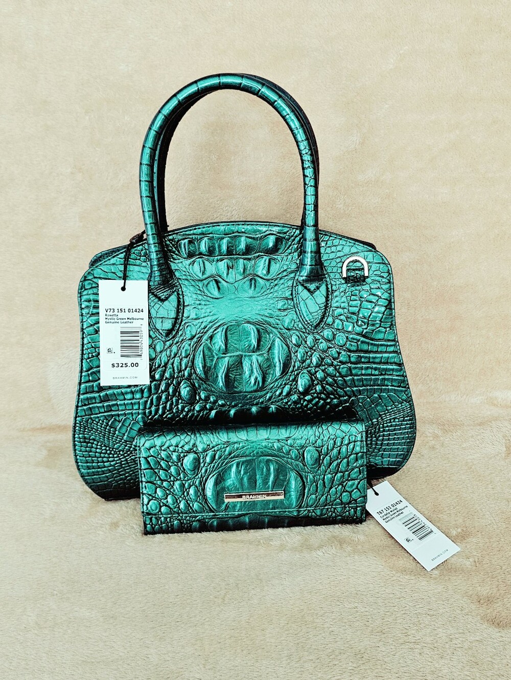 NWT Brahmin MYSTIC GREEN Rosetta w/Cordelia Wallet - Picture 16 of 16